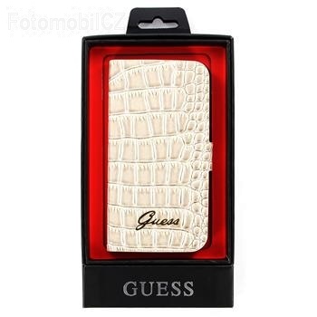 GUFLHS4CRB Guess Kožené Book Pouzdro Beige pro Samsung i9505 Galaxy S4 + fólie na displej ZDARMA