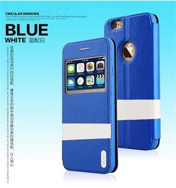USAMS Lange S-View Pouzdro Blue / White pro iPhone 6 4.7