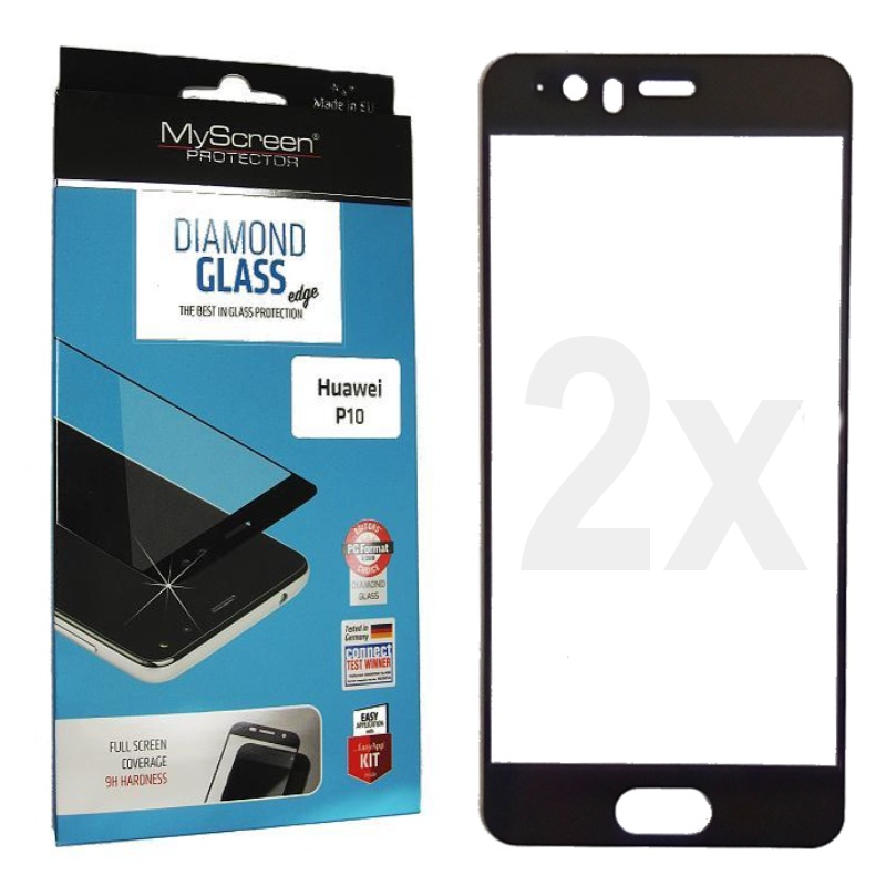 2 kusy ochranné sklo displeje MyScreen Diamond Glass FullCover černé pro Huawei P10