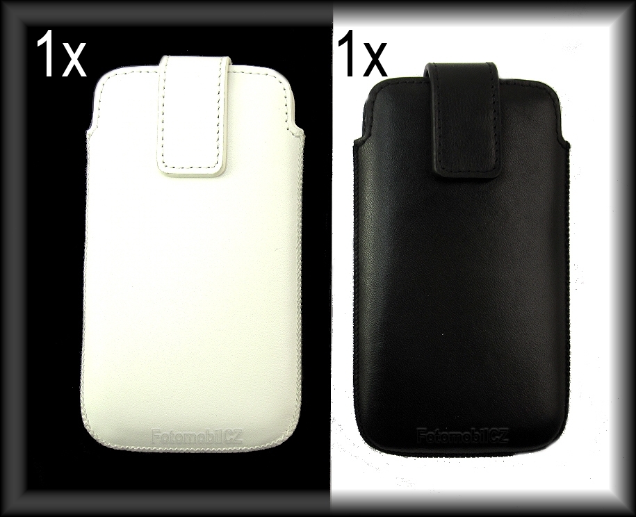 2x Kožené pouzdro OZBO Cora, velikost XL, pull-out, black and white pro IPhone SE 2022 / SE 2020 / 6 / 6S / 7 / 8