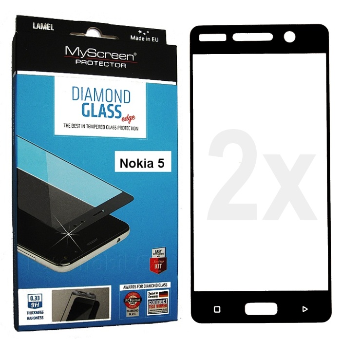 2 kusy ochranné sklo displeje MyScreen Diamond Glass FullCover pro Nokia 5 černá
