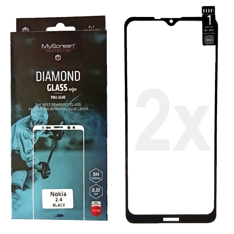 2 kusy ochranné sklo displeje MyScreen Diamond Glass FullGlue černé pro Nokia 2.4