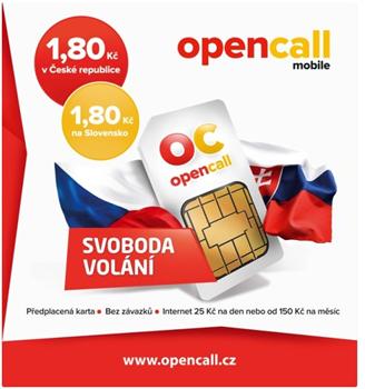 Opencall SIM karta CZ, tarif OC Easy (60+1), kredit 200
