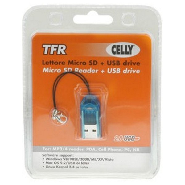 CELLY TFR, miničtečka karet microSD, SDHC, USB 2.0