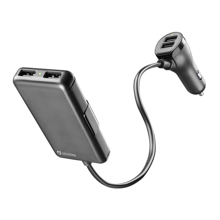 Autonabíječka Cellularline s 4 x USB, 7.2 A, černá