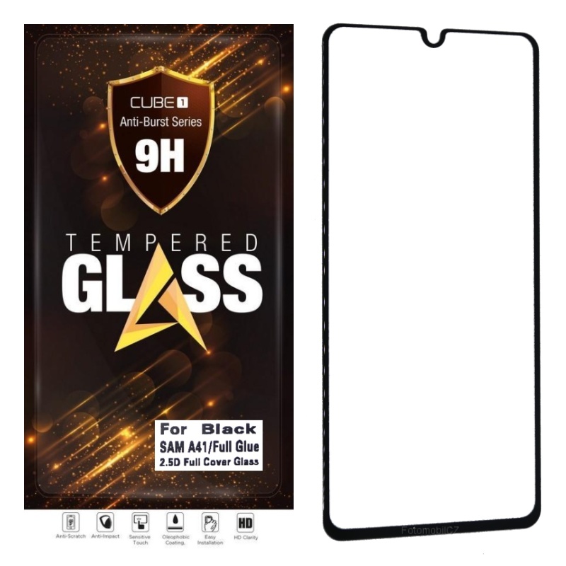 2 kusy tvrzené sklo černé 2,5D Full Cover Cube1 pro Samsung Galaxy A41