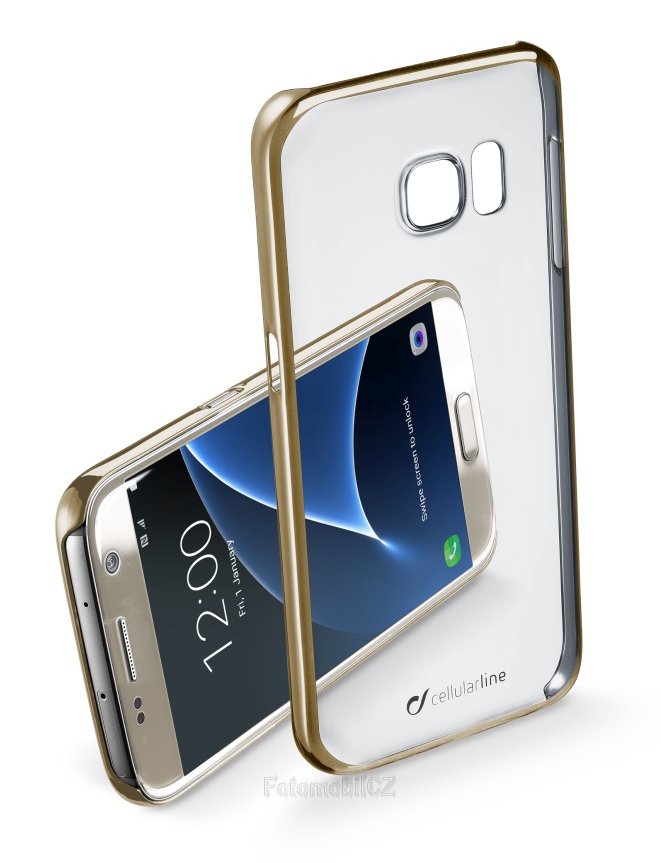 Zadní čirý kryt s ochranným rámečkem Cellularline CLEAR CRYSTAL pro Samsung Galaxy S7, zlatý