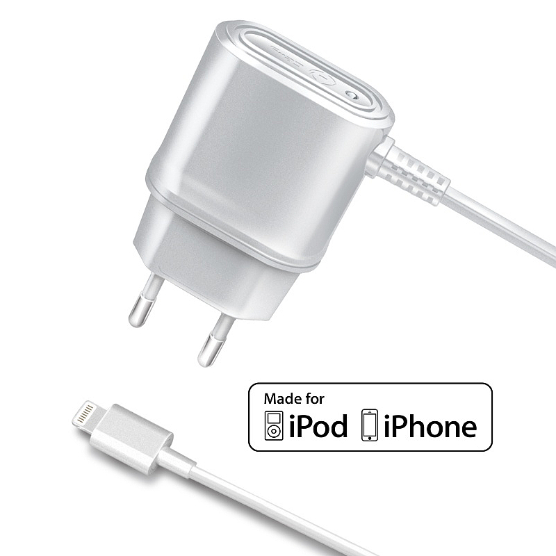 Cestovní nabíječka CELLY s konektorem Lightning, 1A, certifikace MFI