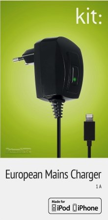 Cestovní certifikovaná nabíječka KIT pro iPhone 5 / 5S / SE a iPod 5, konektor Lightning, MFI, 1A, černá