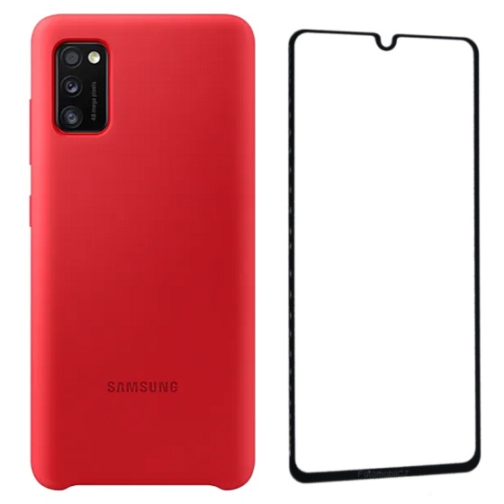 EF-PA415TRE Samsung Silikonový Kryt pro Galaxy A41 Red + sklo na displej