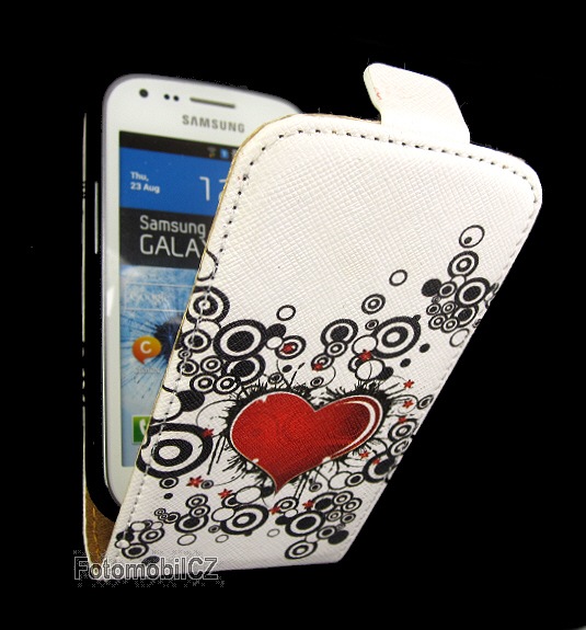 ForCell Slim Flip Pouzdro Srdce vzor3 pro Samsung S7560, S7562, S7580, S7582 Galaxy Trend + fólie na displej