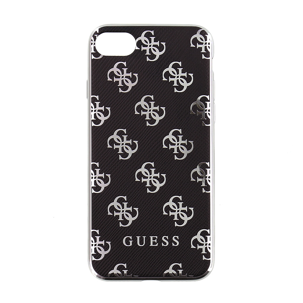 GUHCP74GGSI Guess 4G 2017 Soft Pouzdro Black/Silver Metal pro iPhone 7 / 8 / SE 2020 / SE 2022