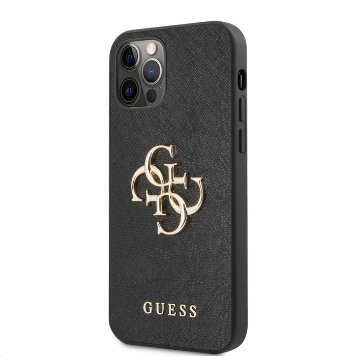 Guess PU Saffiano Big 4G Metal Logo kryt iPhone 12/12 Pro černý
