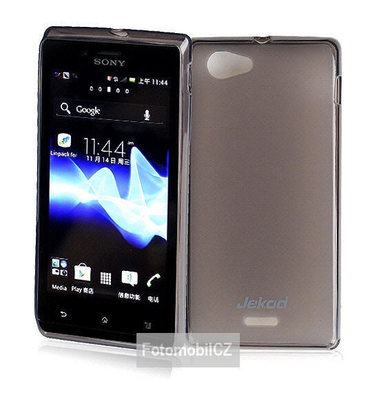Silikonové pouzdro kryt JEKOD TPU Black + fólie pro Sony Xperia J ST26i