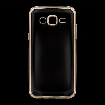 Kisswill TPU silikonové transparentní pouzdro / GOLD zlatá barva pro Samsung J500 Galaxy J5