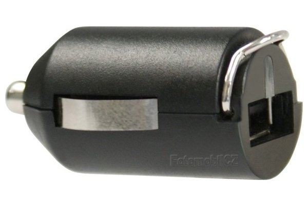 Mini nabíječka do auta, s USB konektorem, 1A, černá