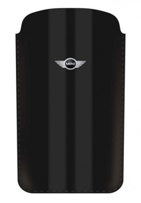 MiniCooper Stripes Black kožené pouzdro iPhone 4/4S