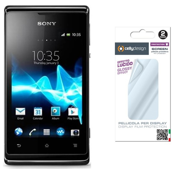 Ochranná fólie displeje CELLY Screen Protector pro Sony Xperia E, 2ks, lesklá