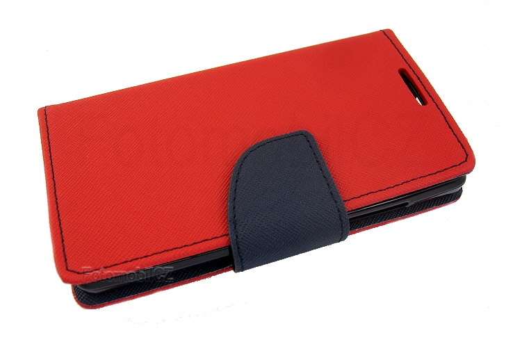 Fancy Diary Book Pouzdro Red/Navy pro Samsung J100 Galaxy J1