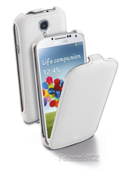 Pouzdro CellularLine Flap pro Samsung i9505 Galaxy S4, bílé + fólie na displej