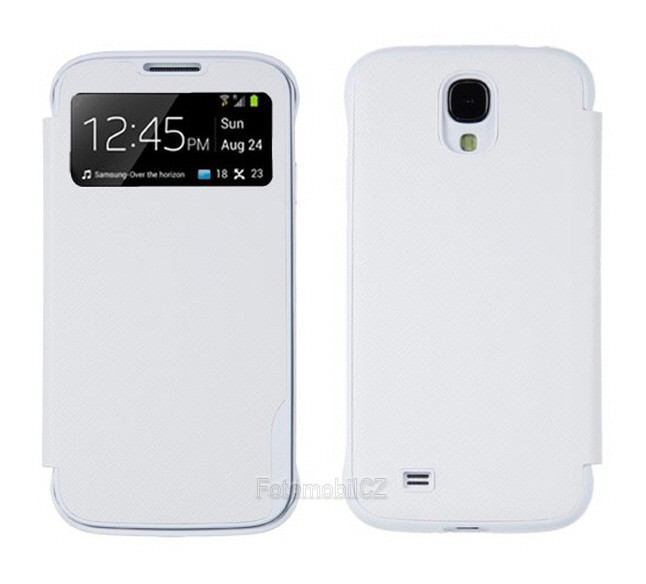 Pouzdro S-view typu kniha ANYMODE pro Samsung i9505 Galaxy S4, bílé + fóle na displej