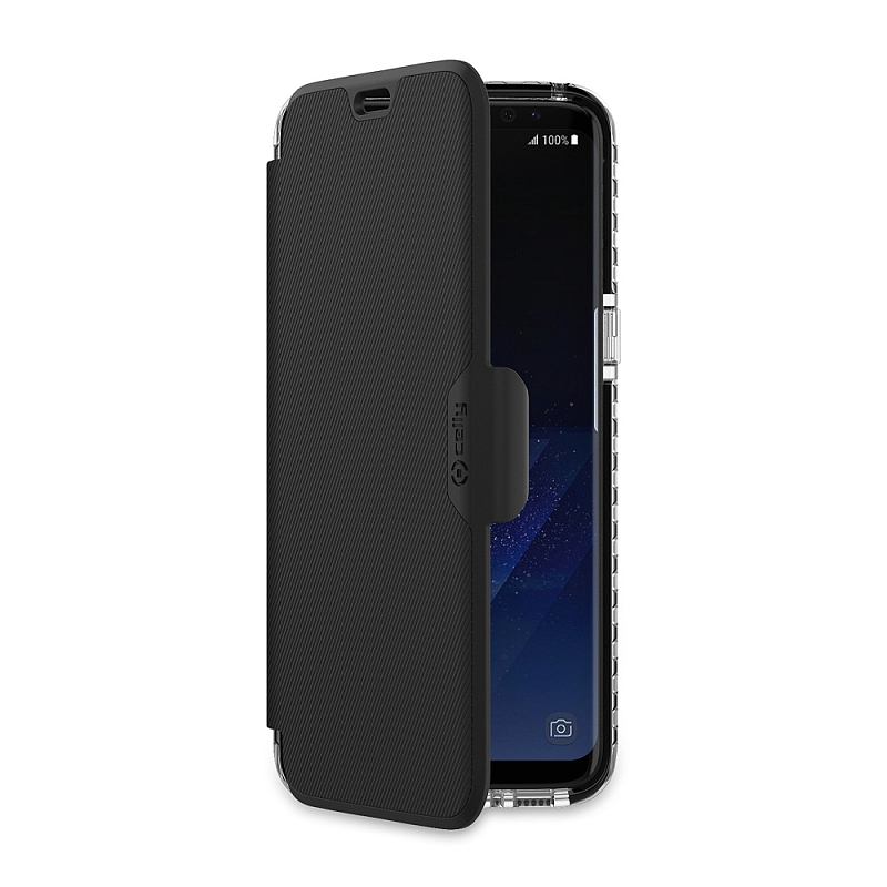 Pouzdro typu kniha CELLY Hexawally pro Samsung Galaxy S8, černé, Military standart MIL-STD 810G