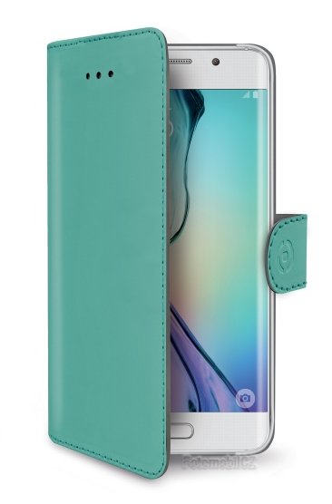 Pouzdro typu kniha CELLY Wally pro Samsung Galaxy S6 Edge, PU kůže, tyrkysové