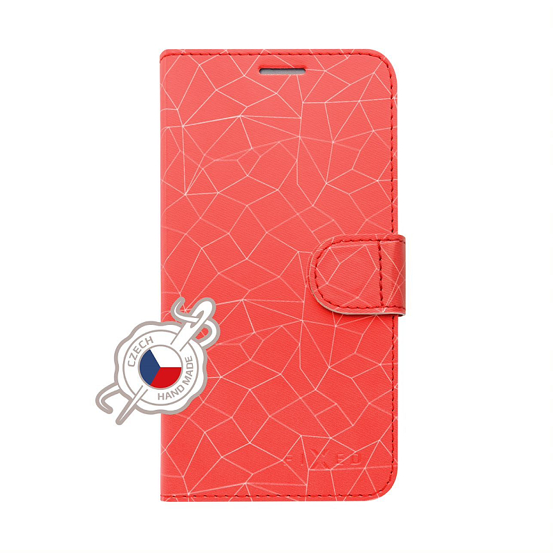 Pouzdro typu kniha FIXED FIT pro Huawei P20 Lite, motiv Red Mesh