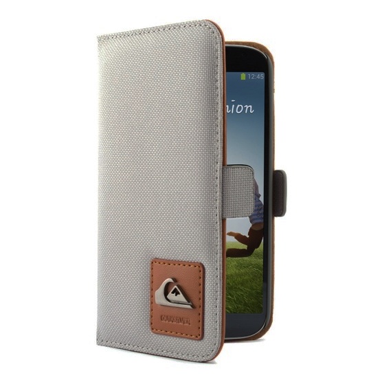 Pouzdro typu kniha Quiksilver pro Samsung i9505 Galaxy S4, šedé