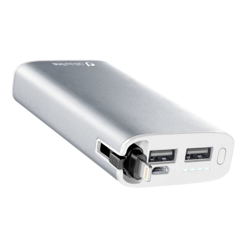 Powerbanka Cellularline Unique Design pro iPhone, 6700 mAh, MFI certifikace, stříbrná