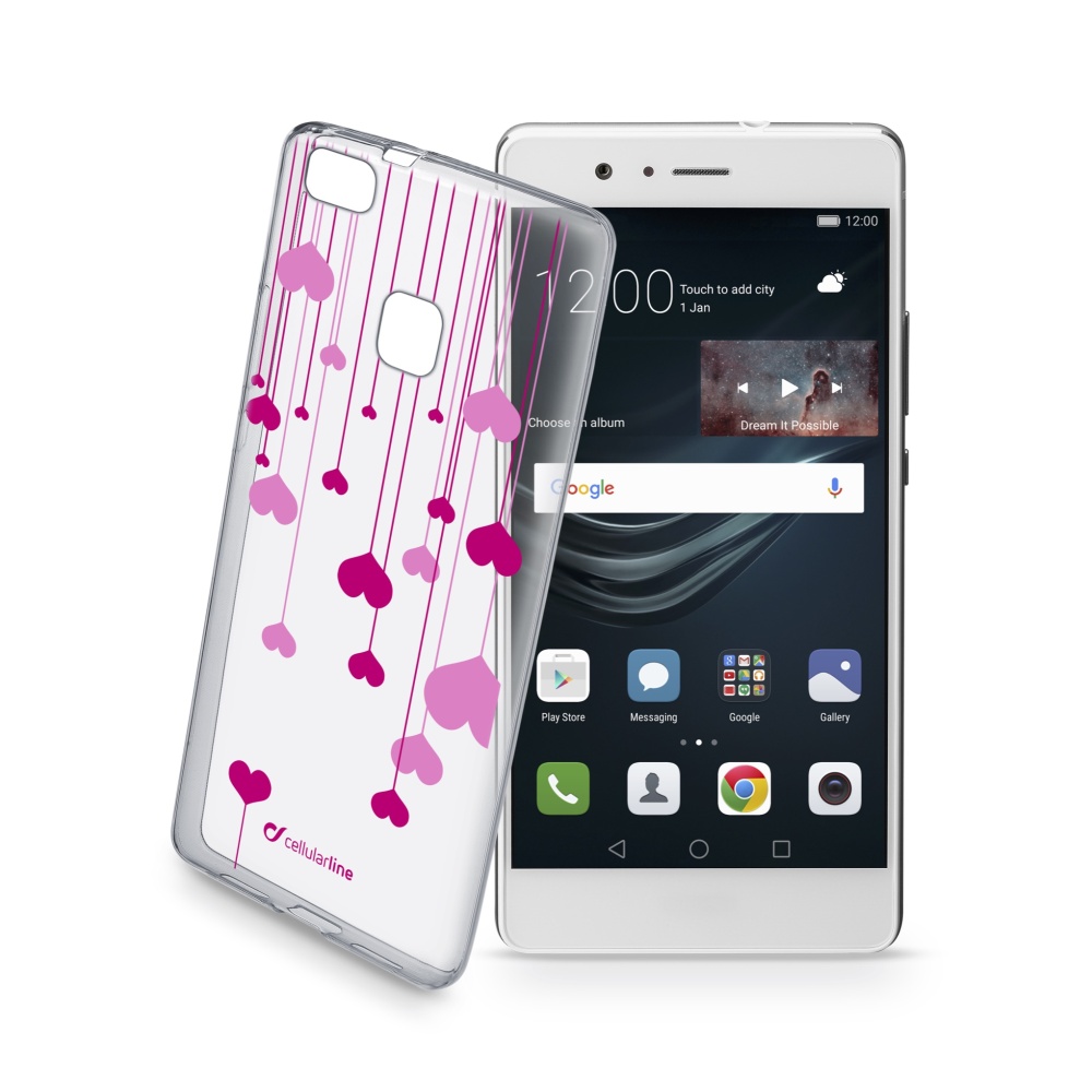 Průhledné silikonové pouzdro Cellularline STYLE pro HUAWEI P9 Lite, motiv HEART