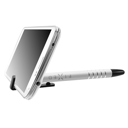 Psací pero stojánek 3v1 se stylusem pro dotykové displeje FIXED Pen, stříbrné