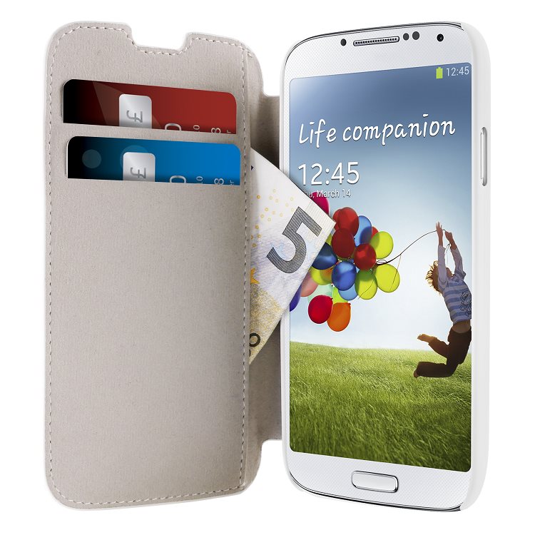 Puro flipové pouzdro pro Samsung i9505 Galaxy S4, bílé + fólie na displej