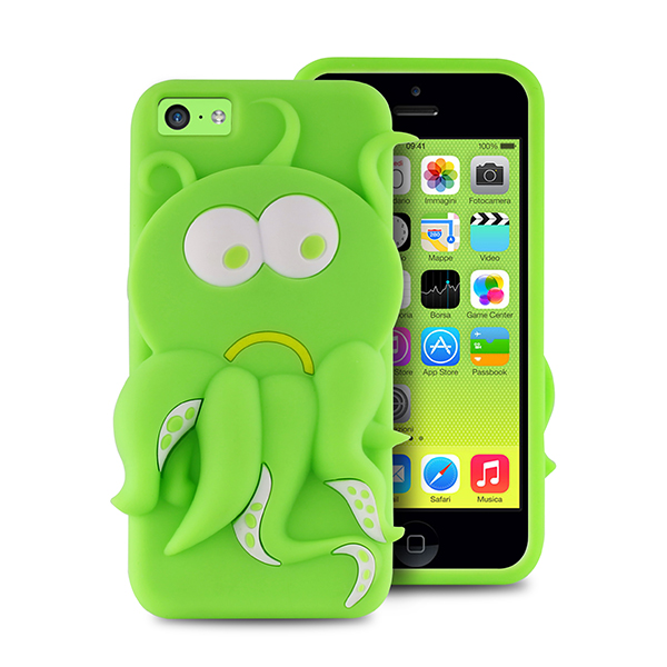 3D silikonové modré pouzdro PURO chobotnice pro IPhone SE / 5s / 5 / 5c