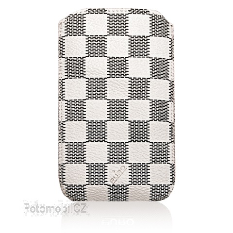 Puro pouzdro SLIM ESSENTIAL pro Apple iPhone 3G/3GS, Blackberry a další štíhlé smartphony, bílo-černá kostka