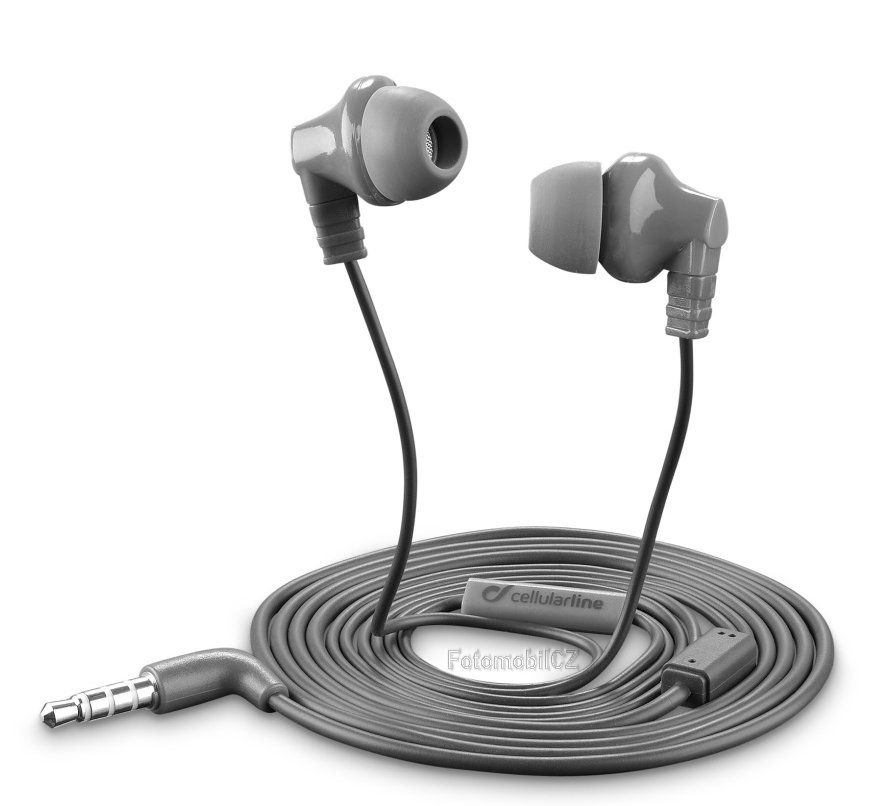 STYLE&COLOR In-ear sluchátka Cellularline CRICKET, plochý kabel, 3,5 mm jack, šedá