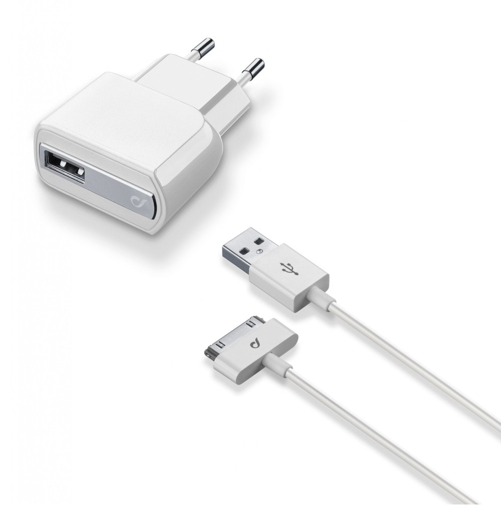 Set síťové nabíječky a datového kabelu CellularLine pro iPhone 4 / 4S