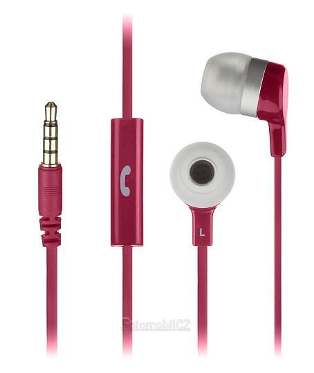 In-ear sluchátka KitSound Mini s mikrofonem, 3,5 mm jack, červená