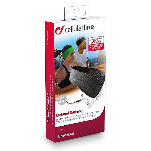 Sportovní čelenka s integrovanými stereo sluchátky Cellularline EARBAND, černá