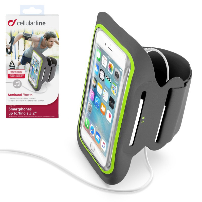 Sportovní pouzdro na ruku CellularLine ARMBAND FITNESS, pro telefony do velikosti 5,2 - 5,8