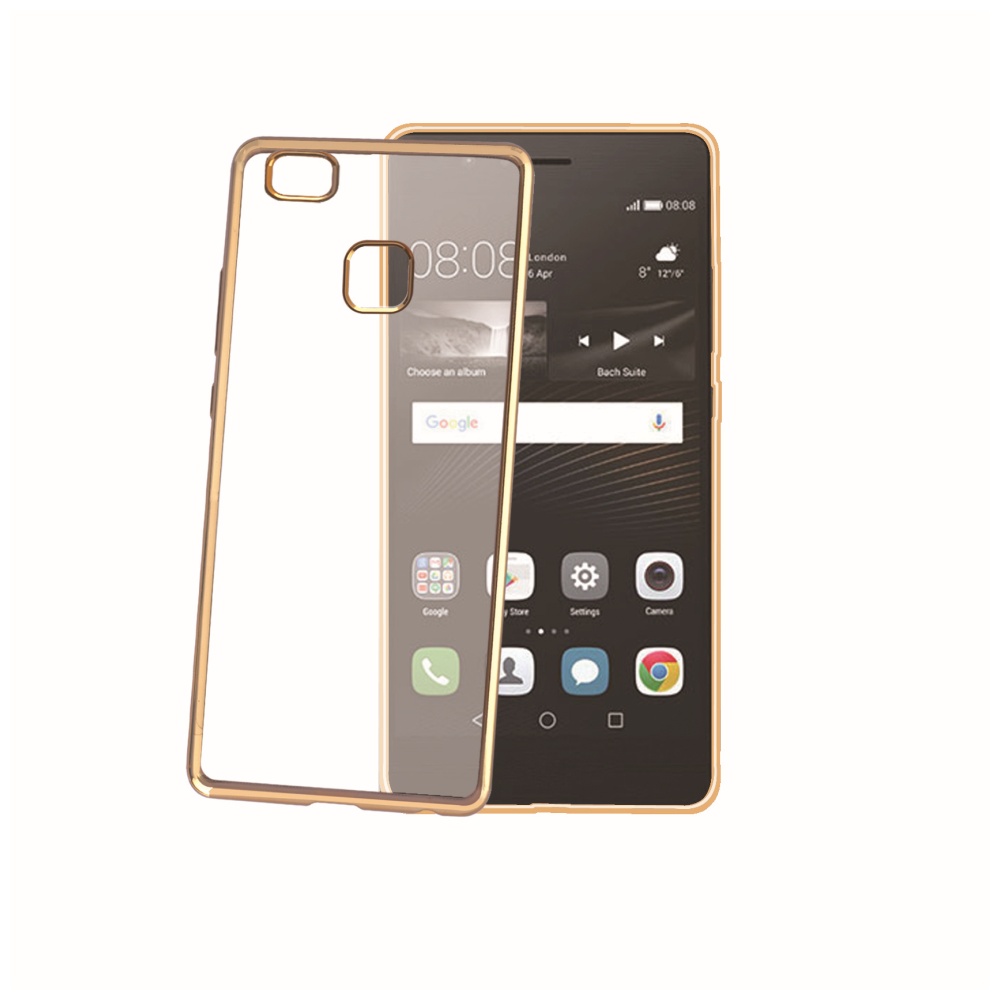 TPU silikonové pouzdro CELLY Laser - lemování s kovovým efektem pro Huawei P9 Lite, zlaté