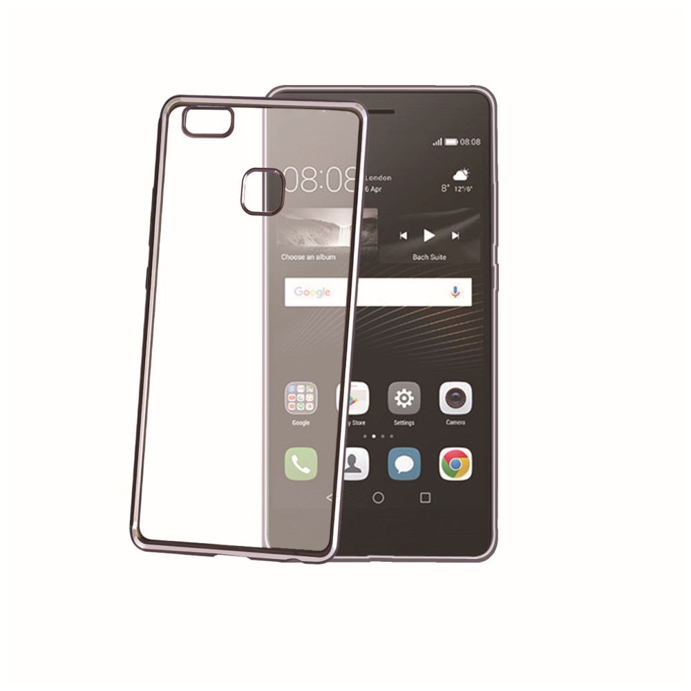 TPU silikonové pouzdro CELLY Laser - lemování s kovovým efektem pro Huawei P9 Lite, černé
