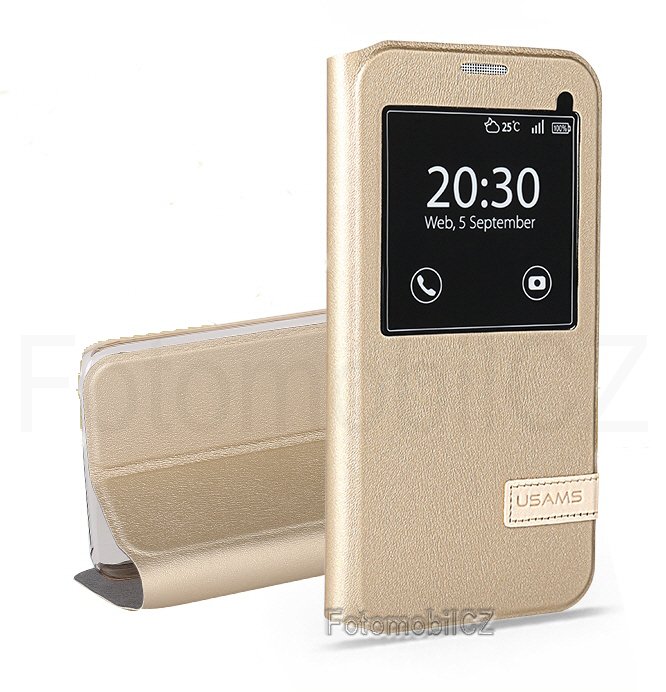 USAMS Muge S-View Pouzdro GOLD zlatá barva pro Samsung G930 Galaxy S7
