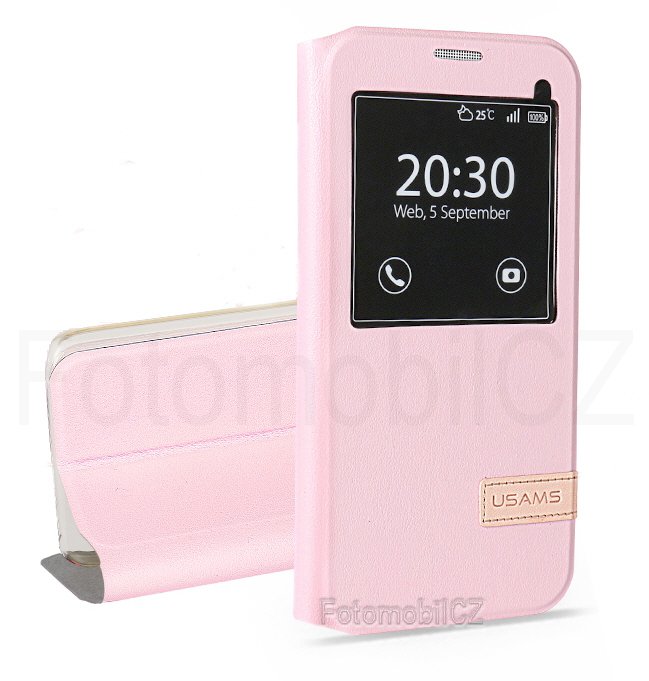 USAMS Muge S-View Pouzdro PINK růžová barva pro Samsung G930 Galaxy S7