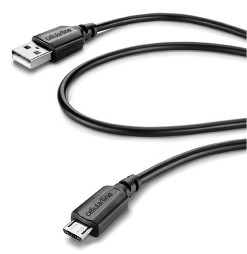 USB datový kabel CellularLine s konektorem microUSB, kompatibilní s FAST CHARGE, černý