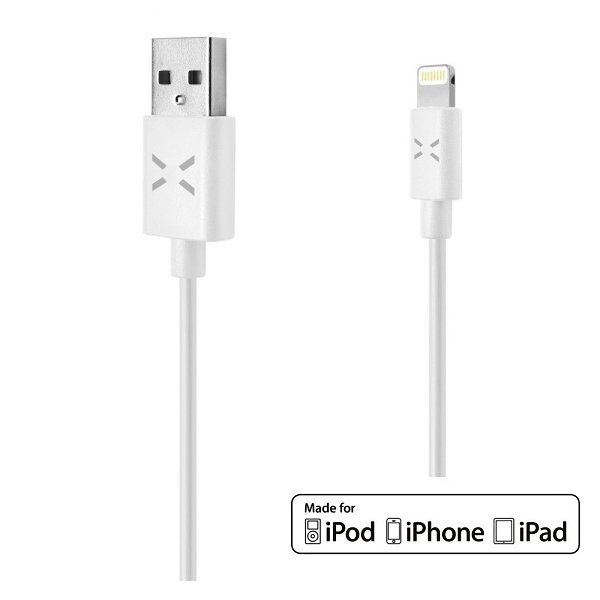 Certifikovaný USB datový kabel FIXED s konektorem Lightning, MFI licence, 1m, bílý
