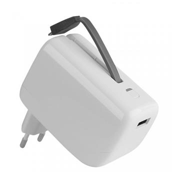 Univerzální cestovní nabíječka s vestavěnou powerbankou Fontastic VIRTUE, USB, 2.1A, 5200mAh, bílá