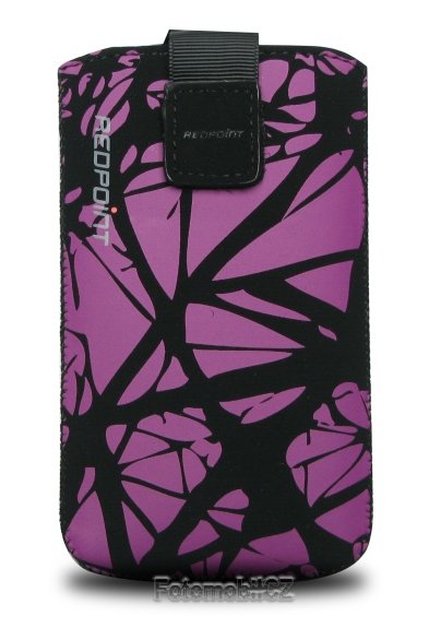Univerzální pouzdro FIXED Velvet, mikroplyš, motiv Purple Cracks, velikost L