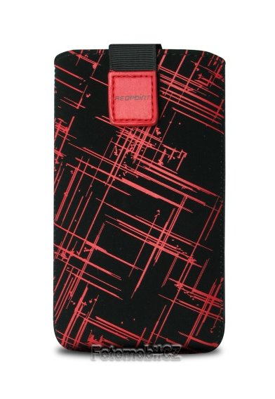 Univerzální pouzdro FIXED Velvet, mikroplyš, motiv Red Stripes, velikost 5XL pro Huawei P9 Lite