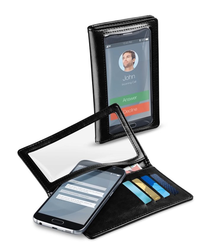 Univerzální pouzdro s peněženkou Cellularline TOUCH WALLET, černé